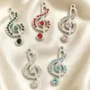 Colgante de Nota Musical con Pedrería de Aleación Accesorios de Joyería DIY Hechos a Mano Incrustado con Diamantes Versátil Vintage Colgantes para Collar Pendientes