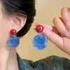 Pendientes de botón redondos con colgante de aguja de plata estilo coreano, Pendientes de botón de temperamento simples y a la moda, Pendientes versátiles de nicho de alta gama