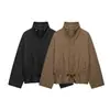 Roupas femininas transfronteiriças 2026 Moda europeia e americana casual de corte solto com zíper gola alta jaqueta acolchoada de algodão A37399