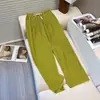 Pantalones de pierna ancha de cintura alta con rayas verticales retro para mujer de verano, pantalones casuales de moda y versátiles, transpirables y cómodos con cintura elástica, holgados y favorecedores