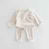 Ins estilo coreano para hombre y mujer algodón para bebé estampado con parche traje para el hogar recién nacido suave transpirable traje de pijama