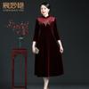 Chen Miaoyan 2023 novo vestido de veludo outono feminino moda temperamento melhorado saia cheongsam atacado de fábrica