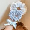 Azul Claro Fresco Lazo Anillo para el Cabello Intestino Grueso Encaje Encaje Cola de Caballo Cuerda para el Cabello Diadema Tocado para Niñas