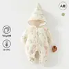 Macacão Acolchoado Espesso para Bebê 180g Outono e Inverno Quente Macacão de Engatinhar Categoria a Macacão com Capuz para Passeio Roupa de Algodão para Bebê