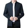 Transfronterizo2026 Primavera y Otoño Nuevo Color Sólido Chaqueta Cardigan para Hombre Corte Holgado Casual de Negocios Grueso Cuello Alto