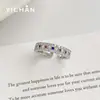 Anel Colorido de Zircônia Micro-Incrustado Estilo Coreano para Mulheres, Anel Aberto de Luxo Leve de Nicho de Alta Qualidade, Nova Joia Versátil Personalizada