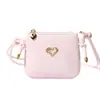 Accesorios Metálicos en Forma de Corazón Hombres Mujeres Niños Bolso de Hombro Único Pequeño Mini Color Sólido Bolso Cruzado para Bebé Nuevo Billetera para Niños