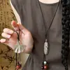 Nuevo Collar con Borla de Pluma de Hoja de Ginkgo Estilo Chino para Mujer Cadena Larga para Suéter Estilo Étnico Retro Accesorios Versátiles