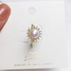 Anillo de perla de agua dulce natural con circonita de girasol redonda, chapado en oro y cobre blanco, venta al por mayor