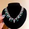 Collar de Cierre Ovalado con Goteo de Aceite y Circonita de Lujo y Sofisticación, Gargantilla Vintage Estilo Corte