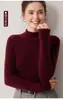26 Otoño Invierno Primera Línea Ropa Lista para Usar Suéter 100% Cachemira para Mujer Cuello Medio Alto Jersey de Punto Canalé Ajustado Versátil