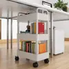 Escritorio de trabajo de oficina debajo de la estantería, estante al lado de la mesa, estantería, almacenamiento móvil, carrito de refrigerios con ruedas, aterrizaje