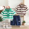 Conjunto de dos piezas para niños de 1 a 5 años, novedad de verano de 2025. Traje infantil de manga corta con estampado de animales y rayas.