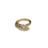 Anel de Cobra de Prata Exquisito com Zircônia Microincrustada Luz Luxo Alto Padrão Moda Estilo Frio Aberto Ajustável Anel de Dedo para Dieta