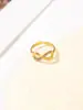 Anillos Populares Transfronterizos para Mujer, Diseño Único, Nicho, Sensación de Alta Gama, Abierto, Acero Inoxidable No Descolorante Joyería al por Mayor