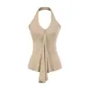 Ropa de Mujer al por Mayor Transfronteriza Estilo Europeo y Americano Verano 2025 Nuevo Color Puro Textura Cintura Adelgazante Aspecto Elegante Chaleco Halter