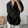 Camiseta de Manga Corta para Hombre Nueva de Verano 2023 Estilo Hong Kong Adolescente a la Moda Color Sólido Simple Cuello en V
