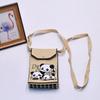 Bolso para teléfono móvil de estilo coreano con diseño de panda pequeño, bandolera de punto, bolso de mano con solapa, bolso informal para salir