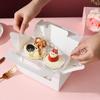 Caja para muffins de papel con ventana transparente, 2 piezas, venta al por mayor de fábrica, caja para pasteles pequeños, caja para postres portátil con soporte interior