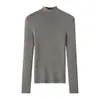 Outono/Inverno 2026 Novo Yangzi Lã Fina 100% Lã Slim Fit Suéter Gola Alta Camada Interna Malha Camada Base Top Feminino