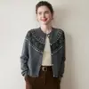 Nuevo Cárdigan de Cachemira Otoño e Invierno 2025 para Mujer, Cuello Redondo, Elegante y Rejuvenecedor, de Manga Larga, Abrigo Cálido, Chaqueta Suéter Tejida