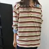 Colección de otoño nueva de alta calidad para mujer de Dongdaemun, Corea: camisas tipo polo únicas y hermosas y camisetas de rayas color block