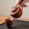Bule de Argila Roxa Miyan Zhuni para Uso Doméstico, Bule de Argila Roxa para Mulheres com Filtro, Infusor de Chá Inspirado em Zen, Conjunto de Chá Kung Fu, Presente