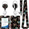 Ins Estilo Ilustración Flor y Hierba Aleación Hebilla Fácil de Tirar Insignia Porta Tarjeta de Identificación Conjunto Combinado Regalo para el Lugar de Trabajo