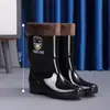 Botas de lluvia con forro polar para hombre, botas de goma, impermeables y antideslizantes, cálidas y aislantes, adecuadas para obras de construcción, disponibles en estilos de caña alta y caña corta