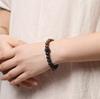 Pulsera de Sándalo Negro de Círculo Único Combinada con Pulsera de Palosanto Negro de Doble Círculo, Pulsera de Madera de Sándalo, Pulsera Artística Vintage de Ébano Negro
