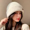 Chapéu de Lã com Circunferência de Cabeça Grande para Mulheres, Gorro Fashion para Outono e Inverno, Afina o Rosto, Chapéu Versátil com Proteção para Ouvido, Touca de Tricô Quente