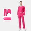 Sudadera Corta Lulu Traje de Capa de Aire Top para Mujer Ropa Deportiva Yoga Manga Larga Cuello Redondo Elástico Ropa de Fitness
