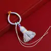 Fio de Algodão Torcido à Mão Pingente de Joia com Borla Colorida Fivela de Anel Bolsa com Nó de Diamante Tecida à Mão Chaveiro para Pendurar