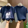 Camiseta para niña para primavera y otoño, manga larga combinada, nueva y elegante camiseta de otoño para niños 2026, camiseta básica de algodón puro para bebés
