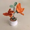 Planta en Maceta de Flor de Madreselva, Producto Terminado, Ramo Tejido Puramente Hecho a Mano, Decoración del Hogar, Flores Artificiales de Ganchillo, Regalo Tejido
