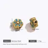 Flor de Goteo de Aceite Colorida Huella de Pata Cuentas de Acero Inoxidable Pulsera DIY Collar Cadena Creativa Joyería Accesorios Materiales