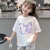 Moda Femenina Tops Holgados Ropa de Verano Niñas Grandes Camisetas Modernas 2026 Nuevo Verano Camisas de Algodón Puro de Manga Corta para Niños