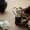 Bolso Tote Cilíndrico de Tela Mojie Accesorios para Ceremonia del Té Bolso de Mano Portátil para Exteriores Bolsa de Almacenamiento para Juego de Té Bolso de Tote de Viaje