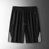 Calça de Seda de Gelo Clássica com Três Listras Populares de Verão Masculina Secagem Rápida Shorts de Cinco Pontos Esportivos Shorts para Uso Externo com Logo Estampado Shorts de Comprimento Médio