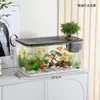 Tanque de Peces Acuario de Escritorio Ecológico Tanque de Peces Dorados Plástico Alta Transparencia Sala de Estar Hogareña Paisajismo Tanque de Peces Perezoso Pequeño y Mediano