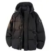 Nueva Chaqueta de Plumón para Hombre 2025 con Cremallera de Bloques de Color, Bolsillos, Capucha Gruesa Desmontable, Corte Holgado, Estilo Ropa de Trabajo de Invierno
