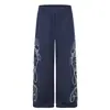 Pantalones casuales ligeros de bordado tridimensional de punto de cruz, pantalones de chándal estilo perezoso holgados de otoño, unisex