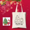 Bolsa de Lona para Colorir de Natal Infantil DIY Pintada à Mão Bolsa de Lona de Mão Conjunto Bolsa de Algodão de Ombro Único Logo Impresso