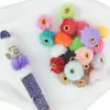 Pompones de Piel de Conejo Sintética de Colores 20 mm Agujero Recto Cuentas para Pulsera DIY Cadena de Teléfono Cuentas Espaciadoras Accesorios Accesorios para Bolígrafo de Alta Resistencia