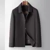 Abrigo para Hombre 2026 Otoño/Invierno Cuello Solapa Estilo Ropa de Trabajo con Forro de Plumas Desmontable, Chaqueta Cálida de Lana para Negocios para Hombres Jóvenes y de Mediana Edad