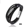 Pulseras de Acero de Titanio de Venta Caliente Transfronterizas, Pulseras de Cuero Multicapa Tejidas a Mano, Joyería de Pulseras con Hebilla Magnética al por Mayor por Fabricantes