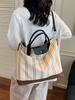 Bolso Tote Casual de Moda de Gran Capacidad Transfronterizo para Mujer 2025 Nuevo Diseño Nicho Rayado de Hombro Cruzado para Viaje