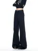 Estilo Pintura con TintaJeans Negros Acampanados para Mujer, Otoño Temprano 2026 Delgados de Cintura Alta Sueltos Adelgazantes Caídos Pantalones Largos