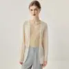 Mistura rara e luxuosa de caxemira: Cardigan de malha Gain Capital 75% caxemira + 25% seda de amoreira, blusa feminina de abertura frontal, peça externa casual
