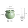 Pote de Banha Cerâmico com Duas Alças, Tampa e Filtro Estilo Creme Doméstico Resistente a Altas Temperaturas Novo Chinoiserie Pote de Temperos com Armazenamento para Colher